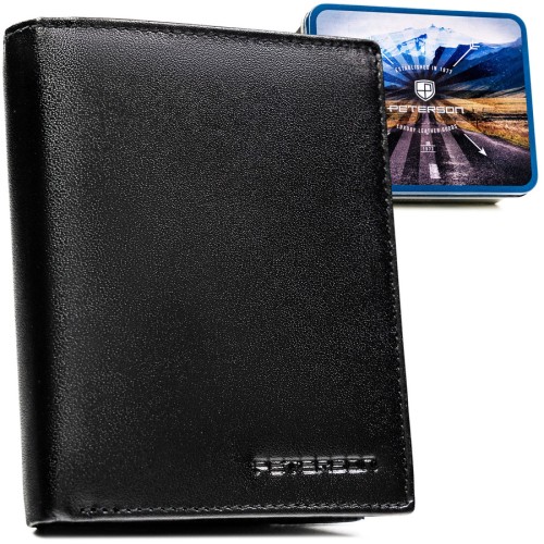 Portfel męski Peterson ze skóry naturalnej z systemem RFID i brelokiem