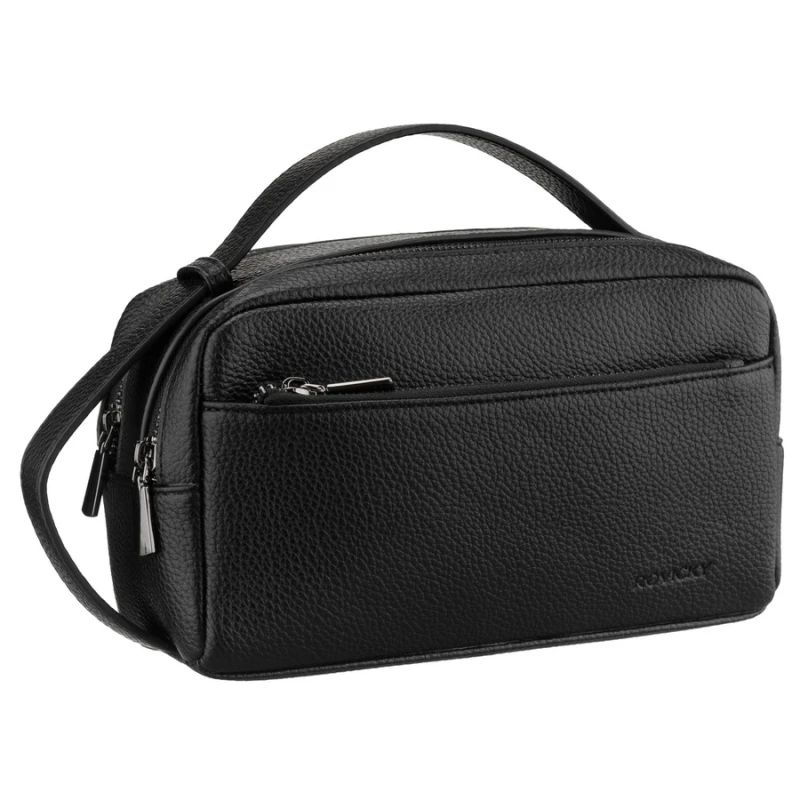 Czarna męska saszetka Rovicky z ekoskóry – front widok