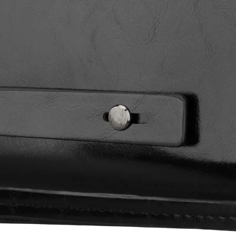 Saszetka męska ze skóry ekologicznej w czarnym kolorze, dwukomorowa - Rovicky