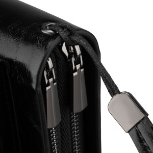 Saszetka męska ze skóry ekologicznej w czarnym kolorze, dwukomorowa - Rovicky