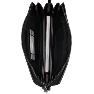 Saszetka męska ze skóry ekologicznej w czarnym kolorze, wyposażona w uchwyt na rękę - Rovicky