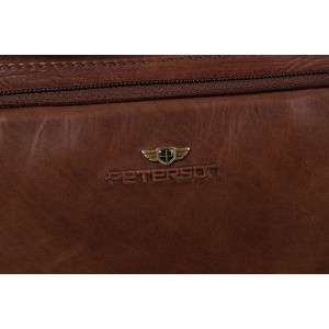 Skórzana nerka męska w brązowym kolorze z kieszeniami i etui na klucze - Peterson