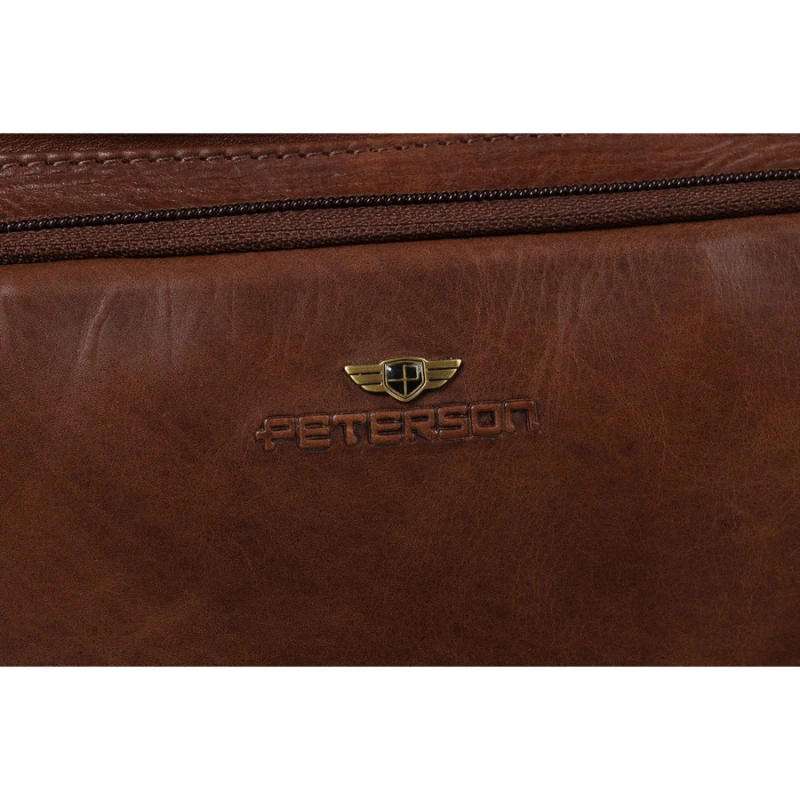 Skórzana nerka męska w brązowym kolorze z kieszeniami i etui na klucze - Peterson