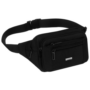 Saszetka męska Peterson czarna – widok frontowy, jednokomorowa, elegancka i praktyczna