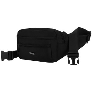 Czarna saszetka męska, jednokomorowa z trzema dodatkowymi kieszeniami - Peterson