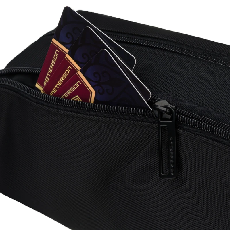 Czarna saszetka męska, jednokomorowa z trzema dodatkowymi kieszeniami - Peterson