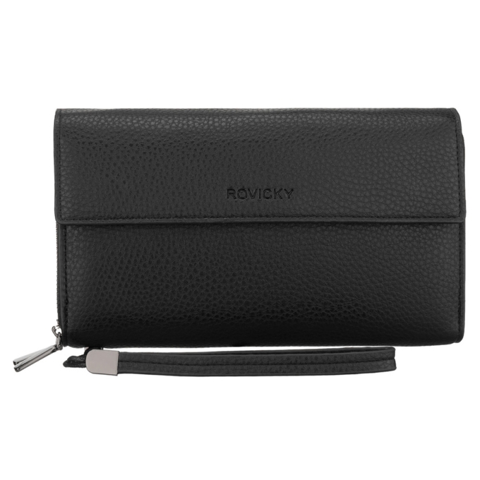 Czarna saszetka męska ze skóry ekologicznej idealna na dokumenty - Rovicky