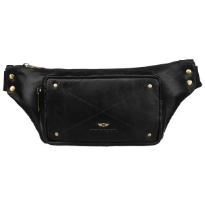 Biodrowa nerka męska w czarnym kolorze wykonana ze skóry naturalnej - Peterson