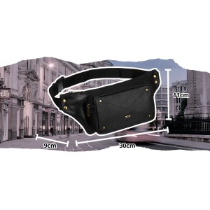 Biodrowa nerka męska w czarnym kolorze wykonana ze skóry naturalnej - Peterson