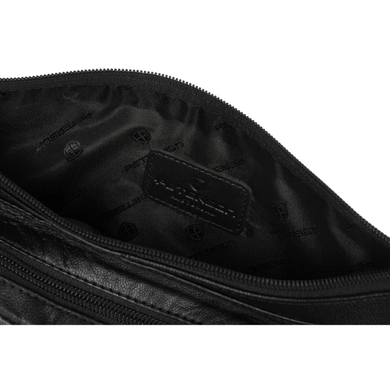 Biodrowa nerka męska w czarnym kolorze wykonana ze skóry naturalnej - Peterson