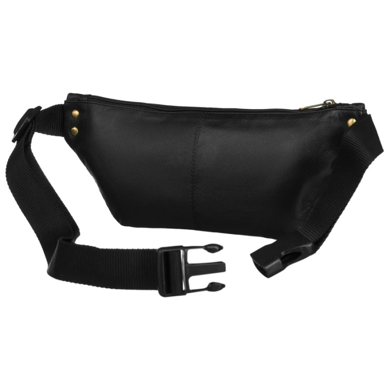 Biodrowa nerka męska w czarnym kolorze wykonana ze skóry naturalnej - Peterson