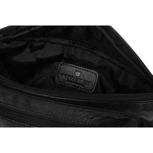 Skórzana nerka męska w czarnym kolorze zamykana na suwak - Peterson