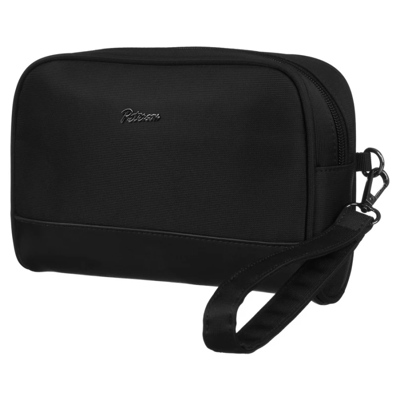 Elegancka nerka męska z poliestru i skóry ekologicznej w czarnym kolorze - Peterson