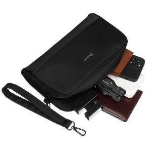 Elegancka nerka męska z poliestru i skóry ekologicznej w czarnym kolorze - Peterson