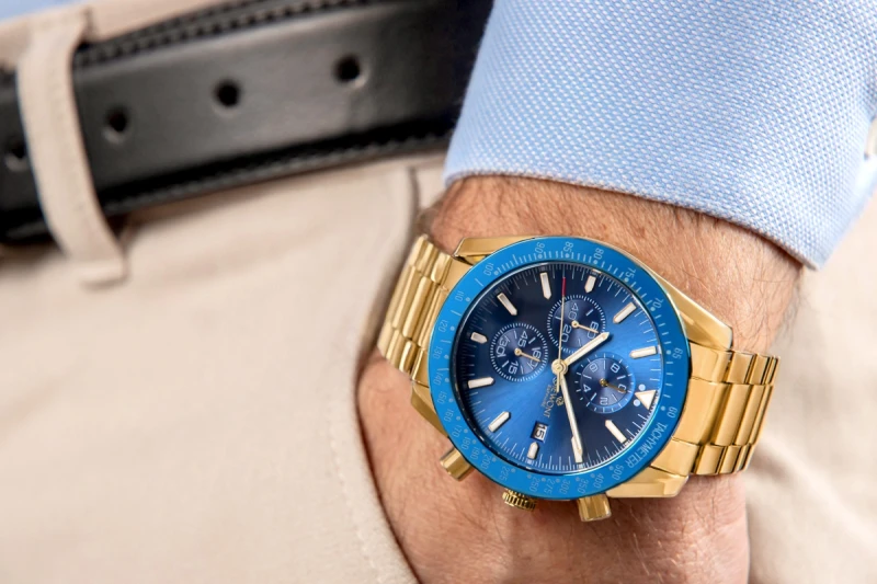Zegarek Męski Giewont Chronograph Sapphire Złoto Niebieski GW8720-B6