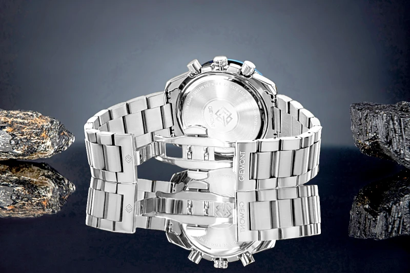 Zegarek Męski Giewont Chronograph Sapphire Srebrno Niebieski GW8720-B3