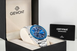 Zegarek Męski Giewont Chronograph Sapphire Srebrno Niebieski GW8720-B3