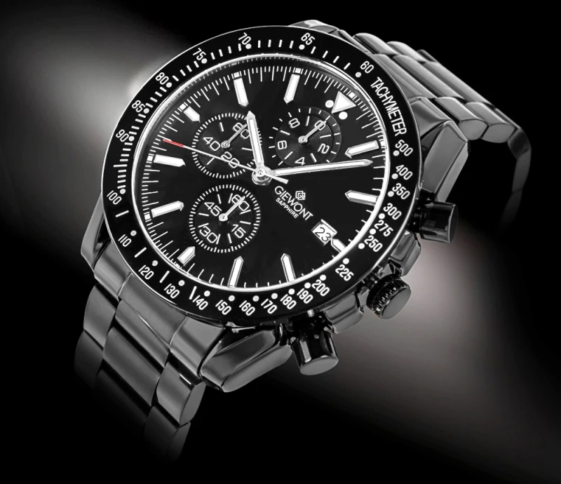 Zegarek Męski Giewont Chronograph Sapphire Czarny GW8720-B1