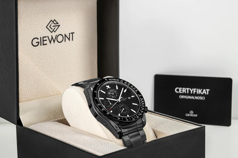 Zegarek Męski Giewont Chronograph Sapphire Czarny GW8720-B1