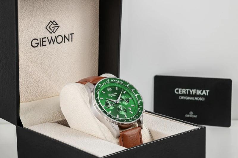 Zegarek Męski Giewont Chronograph Sapphire Brązowo Zielony GW3520-A6