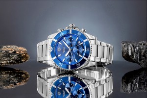 Zegarek Męski Giewont Chronograph Sapphire Srebrno Niebieski GW3970-B3