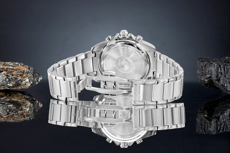 Zegarek Męski Giewont Chronograph Sapphire Srebrno Niebieski GW3970-B3