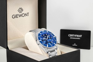 Zegarek Męski Giewont Chronograph Sapphire Srebrno Niebieski GW3970-B3