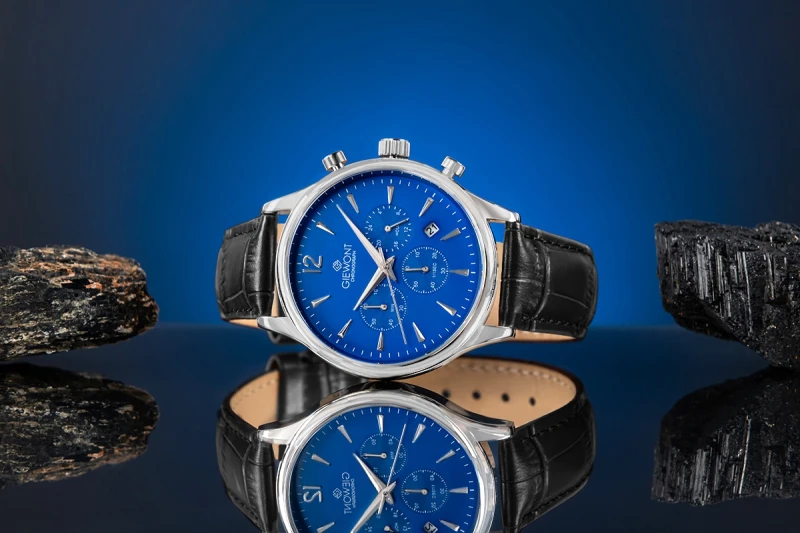Zegarek Męski Giewont Chronograph Sapphire Czarno Niebieski GW6310-A3