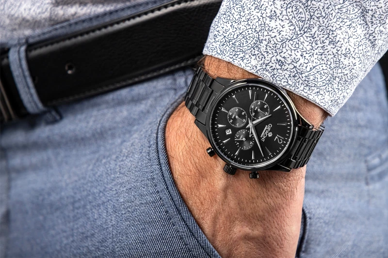 Zegarek Męski Giewont Chronograph Sapphire Czarny GW6310-B1