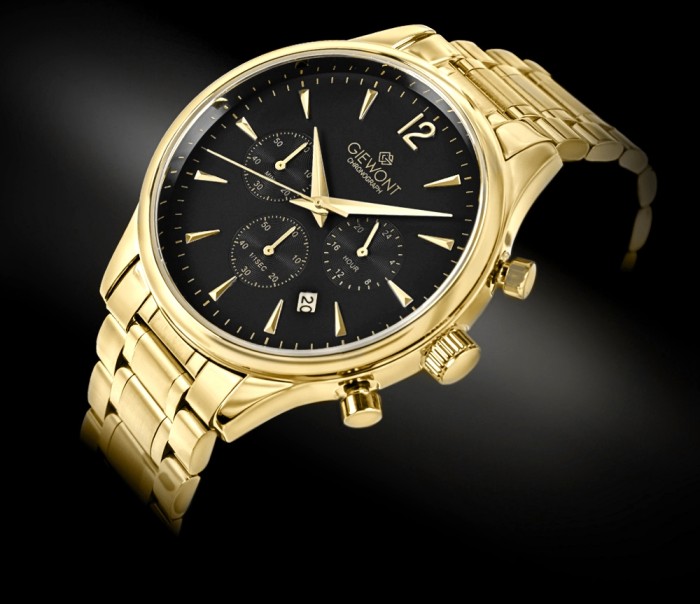 Zegarek Męski Giewont Chronograph Sapphire Złoto Czarny GW6310-B4