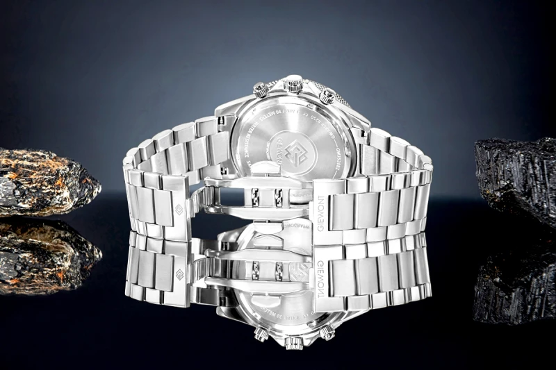 Zegarek Męski Giewont Chronograph Sapphire Srebrno Czarny GW3520-B2