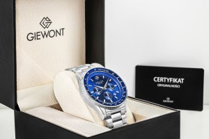Zegarek Męski Giewont Chronograph Sapphire Srebrno Niebieski GW3520-B3