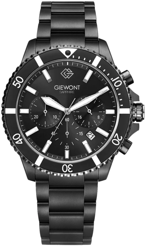 Zegarek Męski Giewont Chronograph Sapphire Czarny GW3970-B4