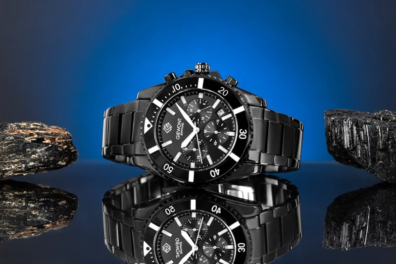 Zegarek Męski Giewont Chronograph Sapphire Czarny GW3970-B4