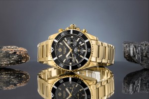 Zegarek Męski Giewont Chronograph Sapphire Złoto Czarny GW3970-B7