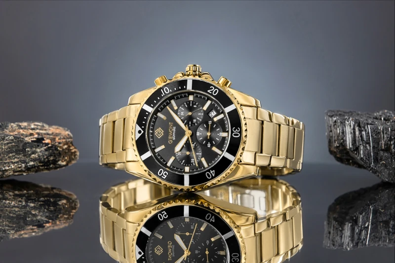 Zegarek Męski Giewont Chronograph Sapphire Złoto Czarny GW3970-B7