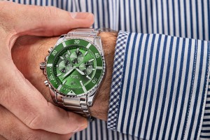 Zegarek Męski Giewont Chronograph Sapphire Srebrno Zielony GW3970-B8