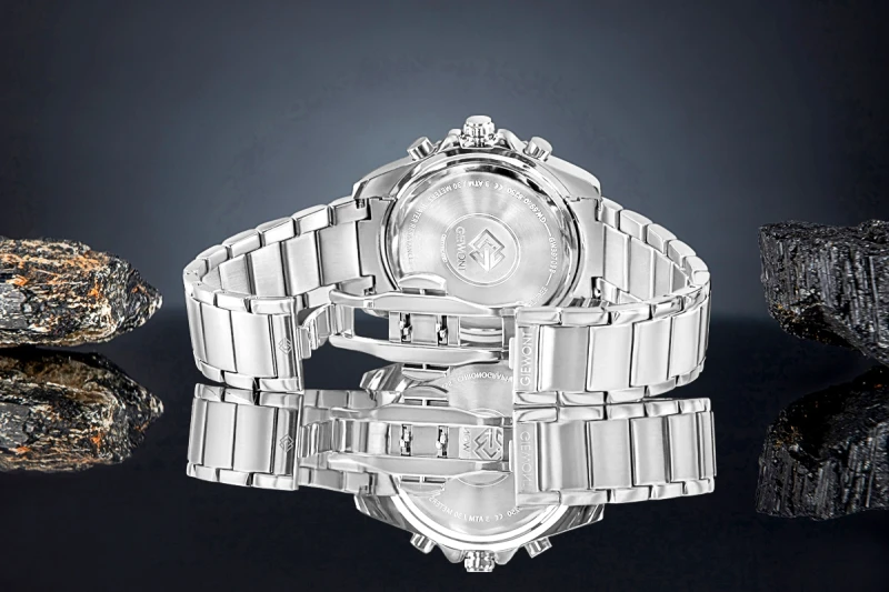 Zegarek Męski Giewont Chronograph Sapphire Srebrno Zielony GW3970-B8