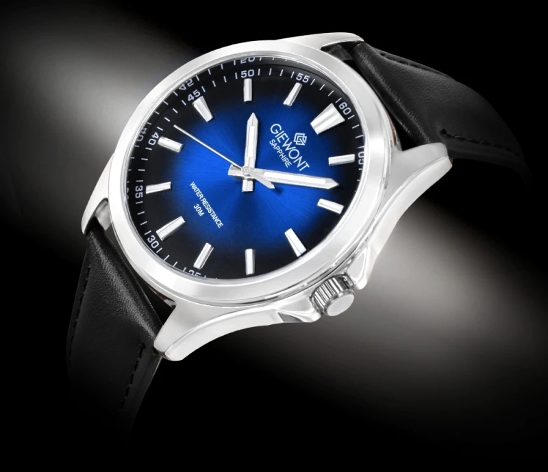 Zegarek Męski Giewont Elegance Sapphire Czarno Niebieski GW5160-A3