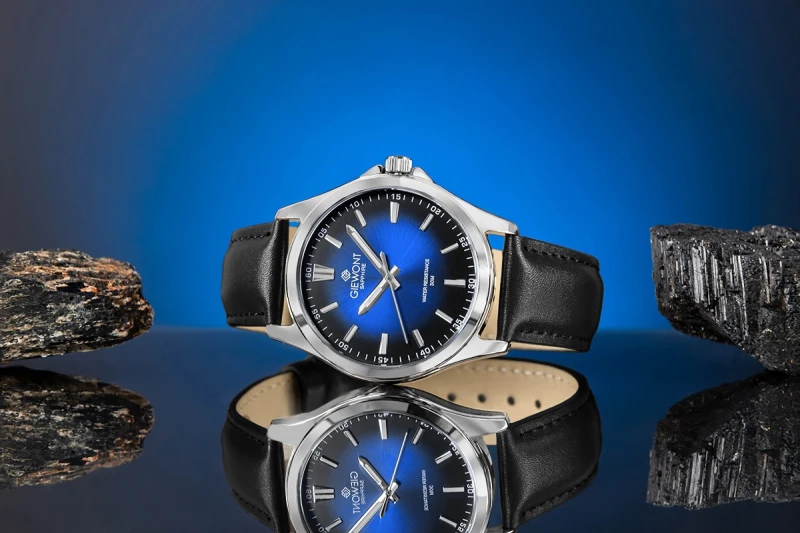 Zegarek Męski Giewont Elegance Sapphire Czarno Niebieski GW5160-A3