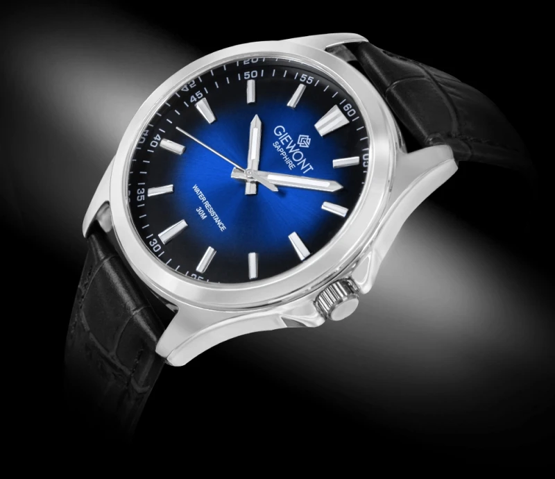 Zegarek Męski Giewont Elegance Sapphire Czarno Niebieski GW5160-A6