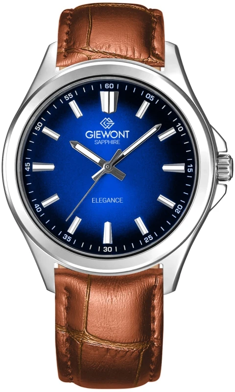 Zegarek Męski Giewont Elegance Sapphire Brązowo Niebieski GW5160-A7