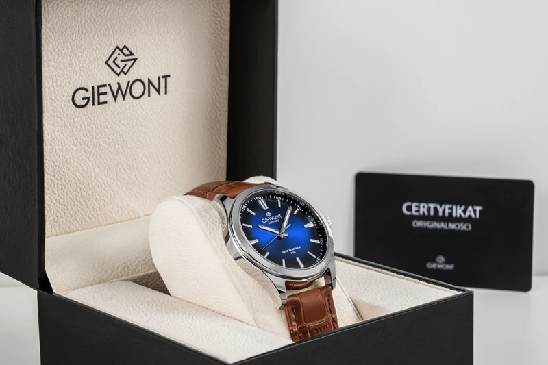Zegarek Męski Giewont Elegance Sapphire Brązowo Niebieski GW5160-A7