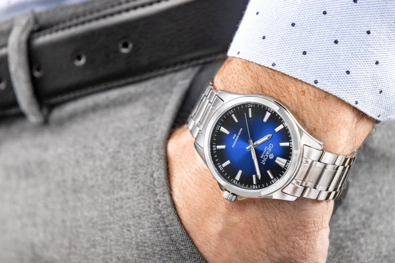 Zegarek Męski Giewont Elegance Sapphire Srebrno Niebieski GW5160-B3