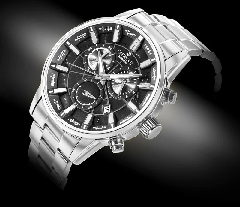 Zegarek Męski Giewont Chronograph Sapphire Srebrny GW4580-B2