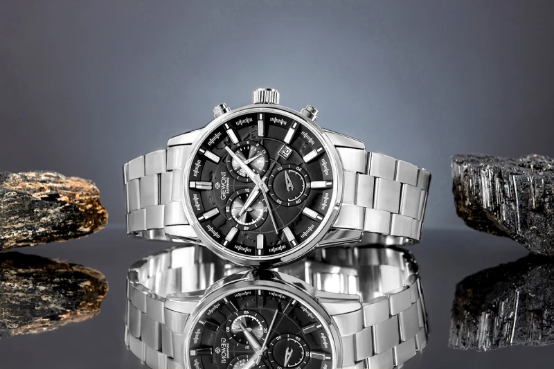 Zegarek Męski Giewont Chronograph Sapphire Srebrny GW4580-B2