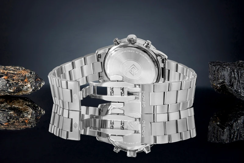 Zegarek Męski Giewont Chronograph Sapphire Srebrno Niebieski GW4580-B3