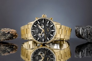 Zegarek Męski Giewont Chronograph Sapphire Złoto Czarny GW4580-B4