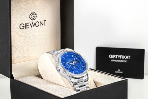 Zegarek Męski Giewont Chronograph Sapphire Srebrno Niebieski GW9460-B3