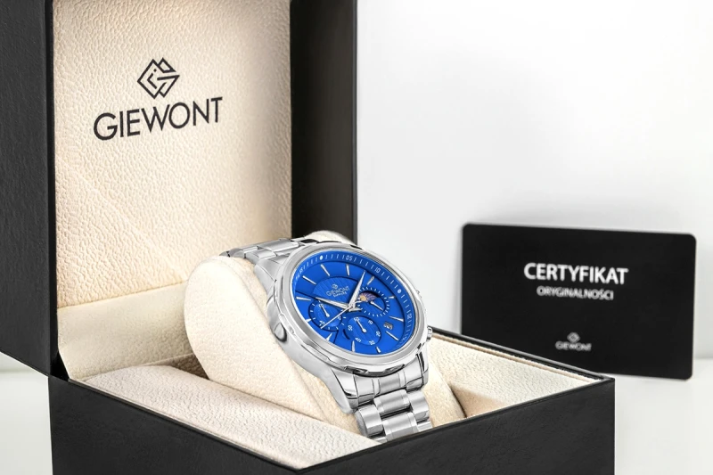 Zegarek Męski Giewont Chronograph Sapphire Srebrno Niebieski GW9460-B3